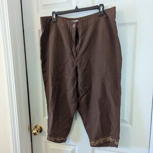 Women's capri dark brown pants with beaded/sequin trim, size 18W. $11.